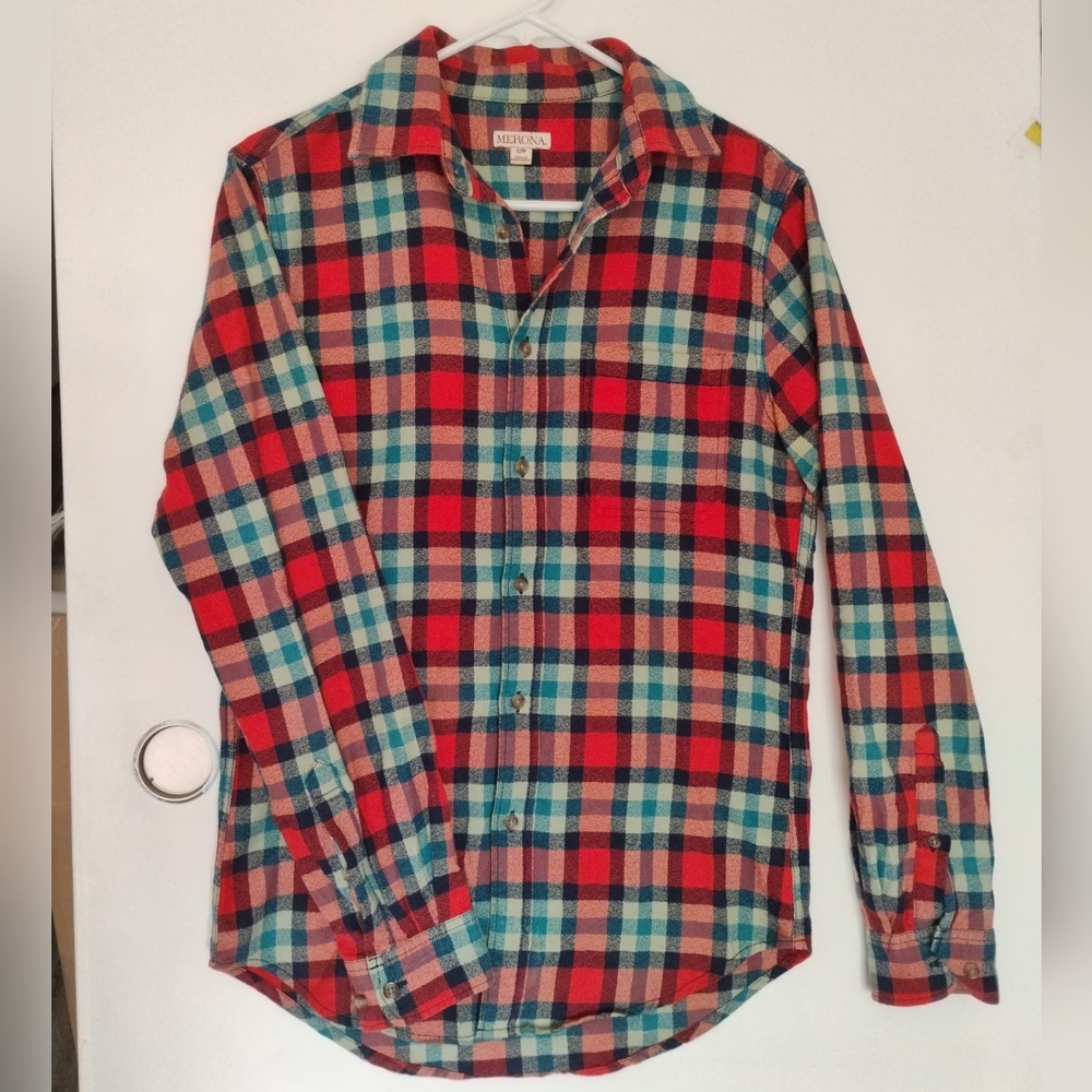 MERONA Red and Blue Plaid Men's Shirt